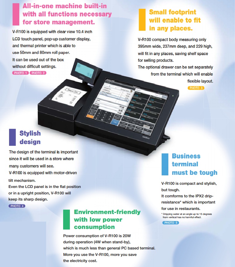 casio vr100 epos till system