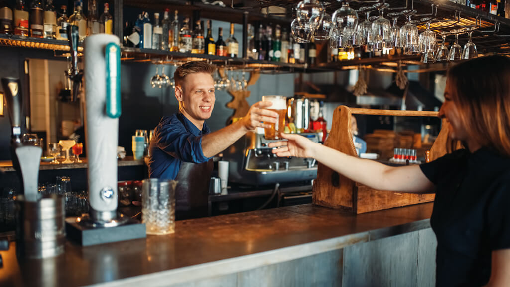 Bar EPOS system with cocktail recipe database