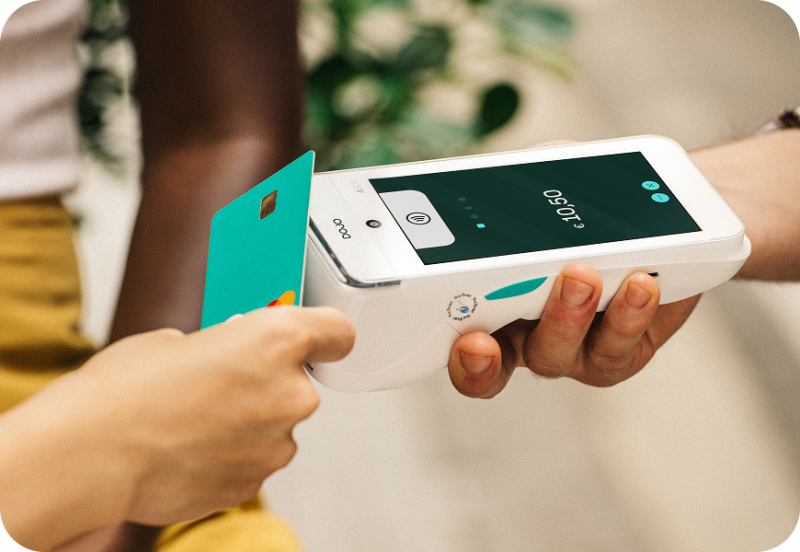 Dojo card machine in use