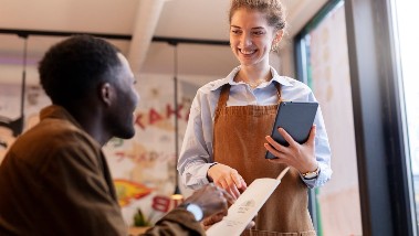customer being served at table