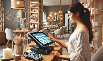 woman using epos till
