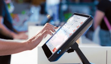 hand touching pos screen