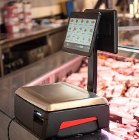 Avery X-Pro scales on butcher counter